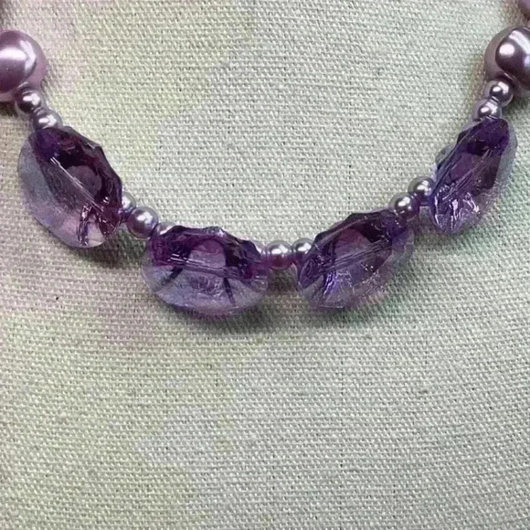 Statement Purple Glass Necklace - Picture 2 of 5